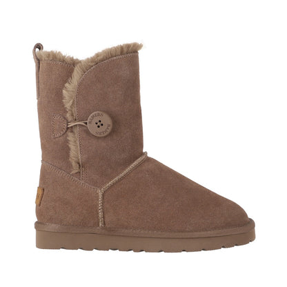Botas Mujer Blast Button Leather Café Claro