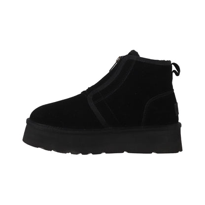 Botas Mujer Platform Zip Leather Negro