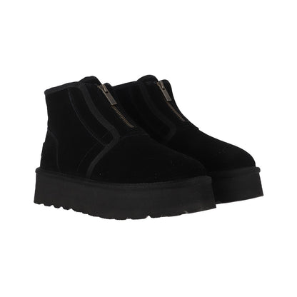Botas Mujer Platform Zip Leather Negro