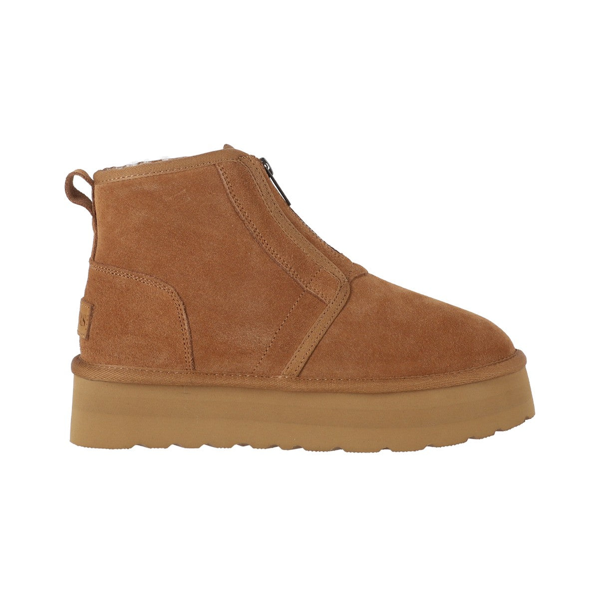 Botines Mujer Platform Zip Leather Caramel