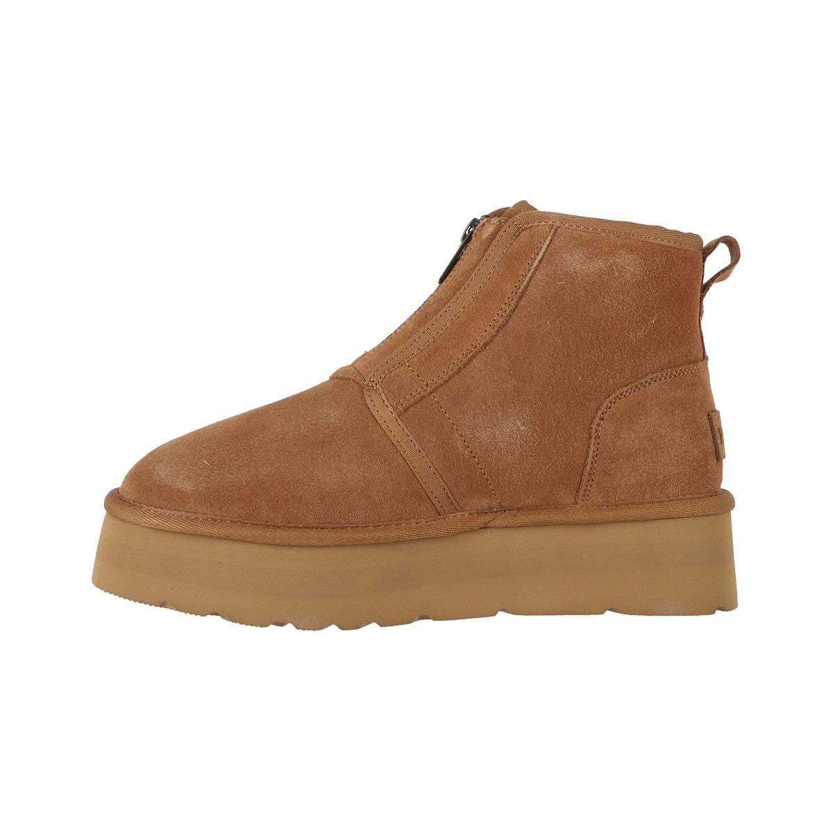 Botines Mujer Platform Zip Leather Caramel