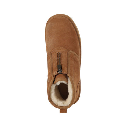 Botines Mujer Platform Zip Leather Caramel