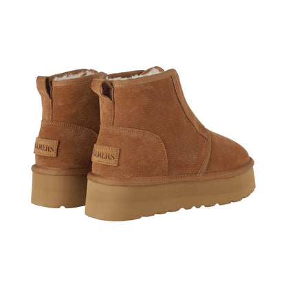 Botines Mujer Platform Zip Leather Caramel