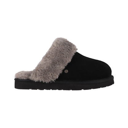 Pantuflas Mujer Fur Leather Negro