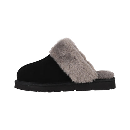 Pantuflas Mujer Fur Leather Negro