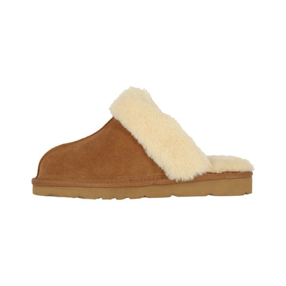 Pantuflas Mujer Fur Leather Caramel