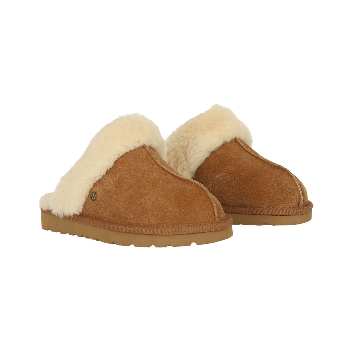 Pantuflas Mujer Fur Leather Caramel