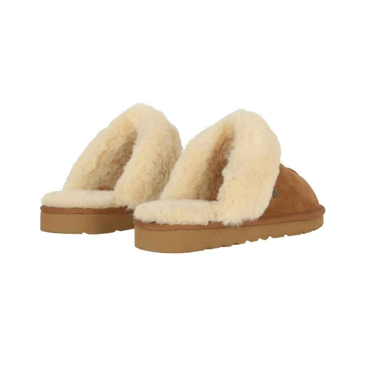 Pantuflas Mujer Fur Leather Caramel