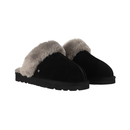Pantuflas Mujer Fur Leather II Negro