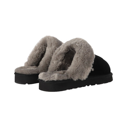 Pantuflas Mujer Fur Leather II Negro