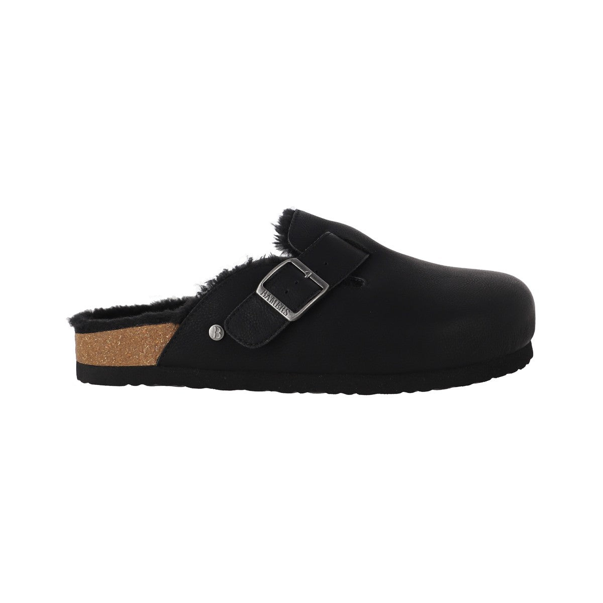 Zuecos Mujer Classic Buckle Fur Negro