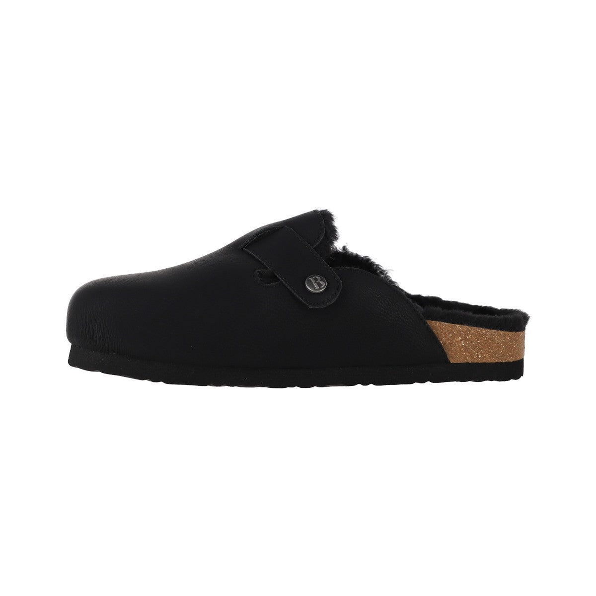 Zuecos Mujer Classic Buckle Fur Negro