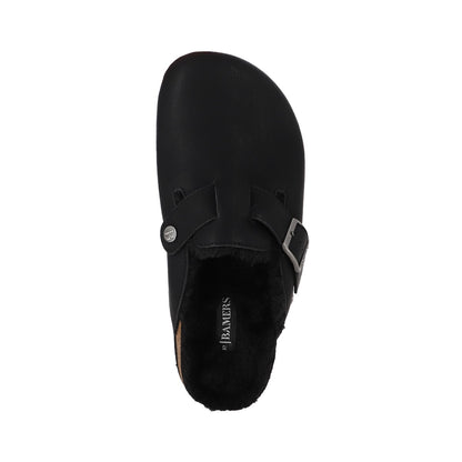 Zuecos Mujer Classic Buckle Fur Negro