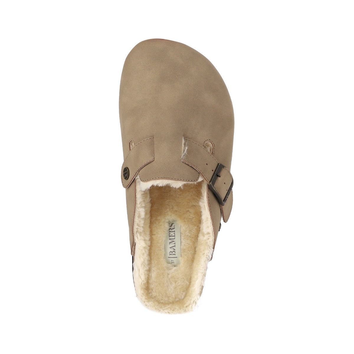 Zuecos Mujer Classic Buckle Fur Beige Oscuro