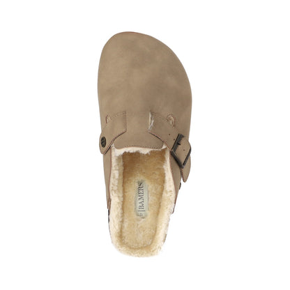 Zuecos Mujer Classic Buckle Fur Beige Oscuro
