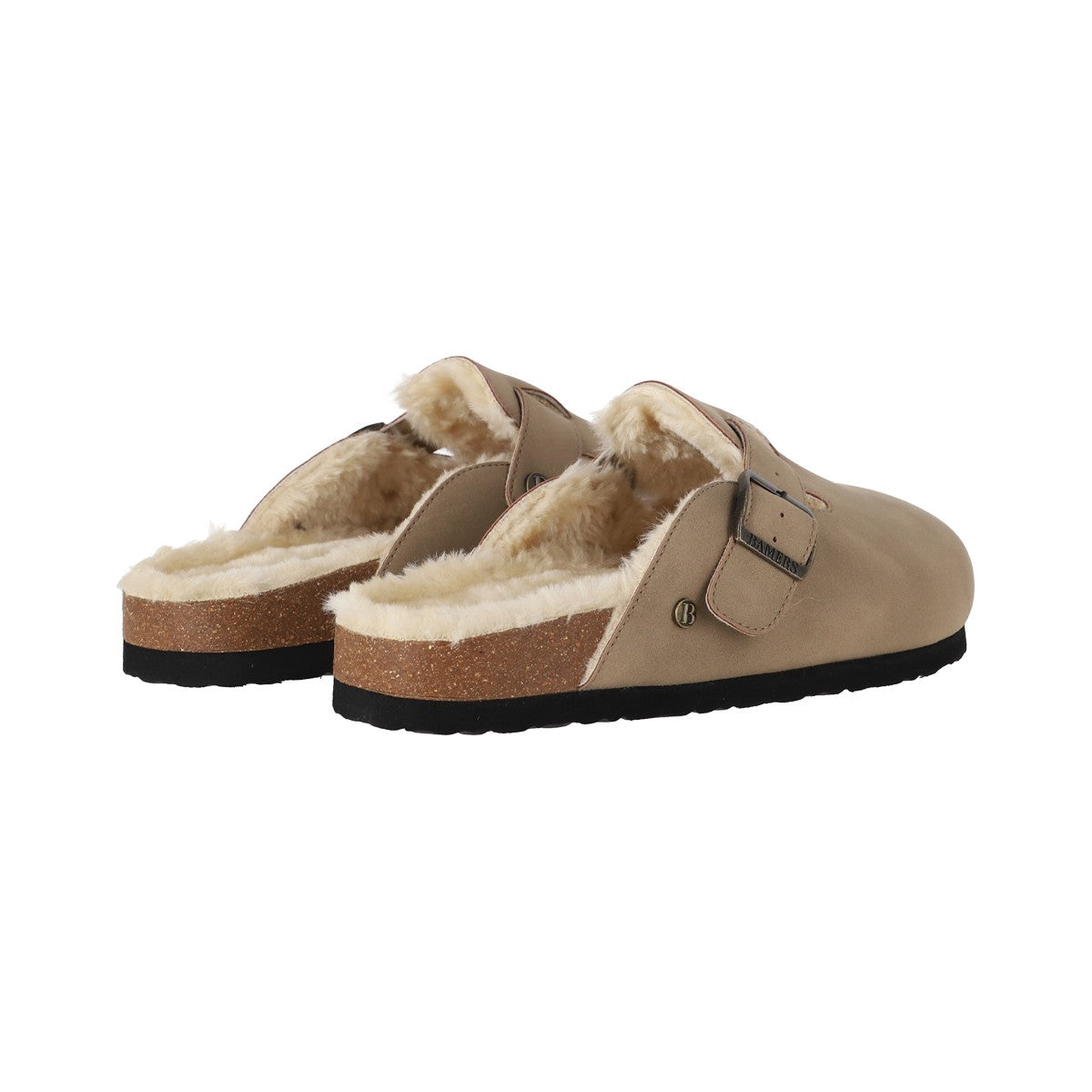 Zuecos Mujer Classic Buckle Fur Beige Oscuro